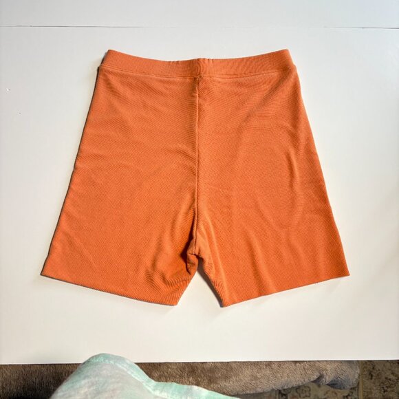 White Fox Boutique 'Project 5' Orange Ribbed High Waisted Bike Shorts Size Small - Picture 6 of 8